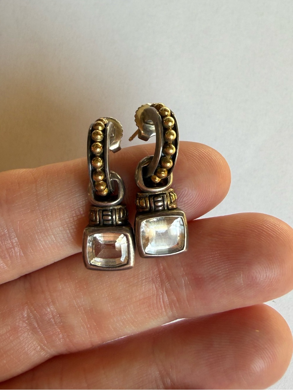 LAGOS caviar drop earrings with topaz